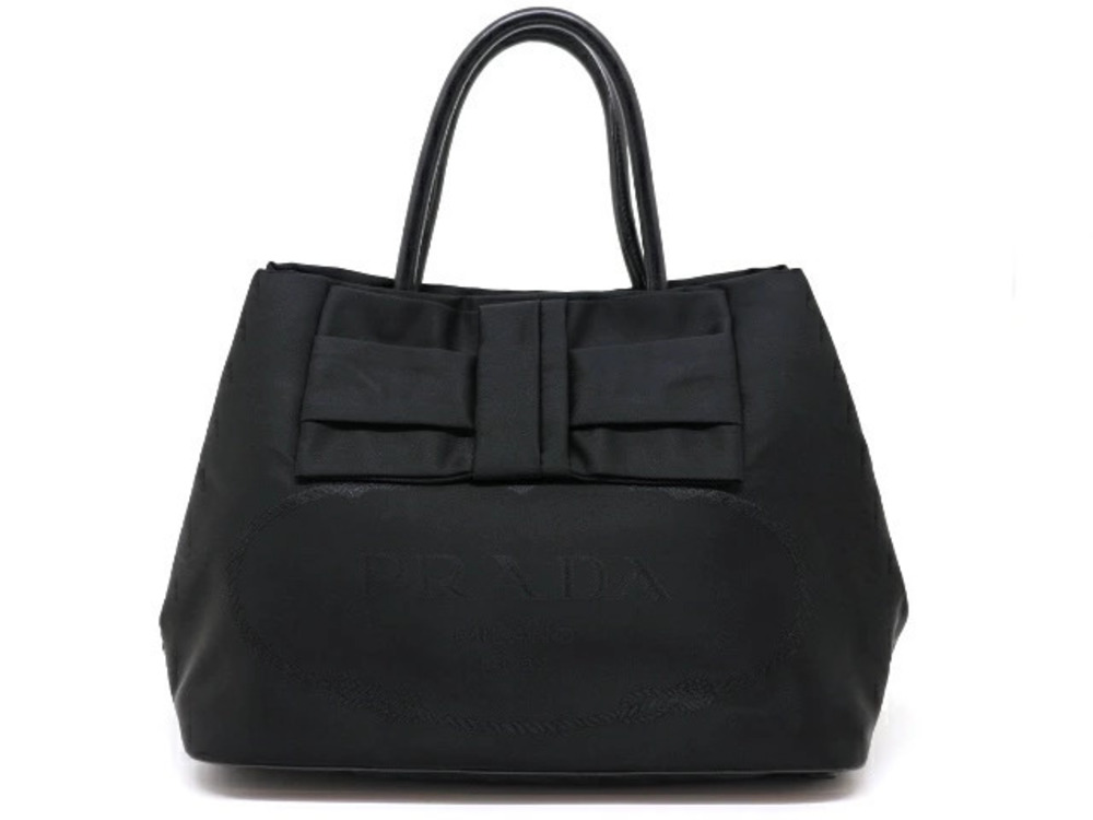 Prada Bag Handbag Shoulder Ribbon Black